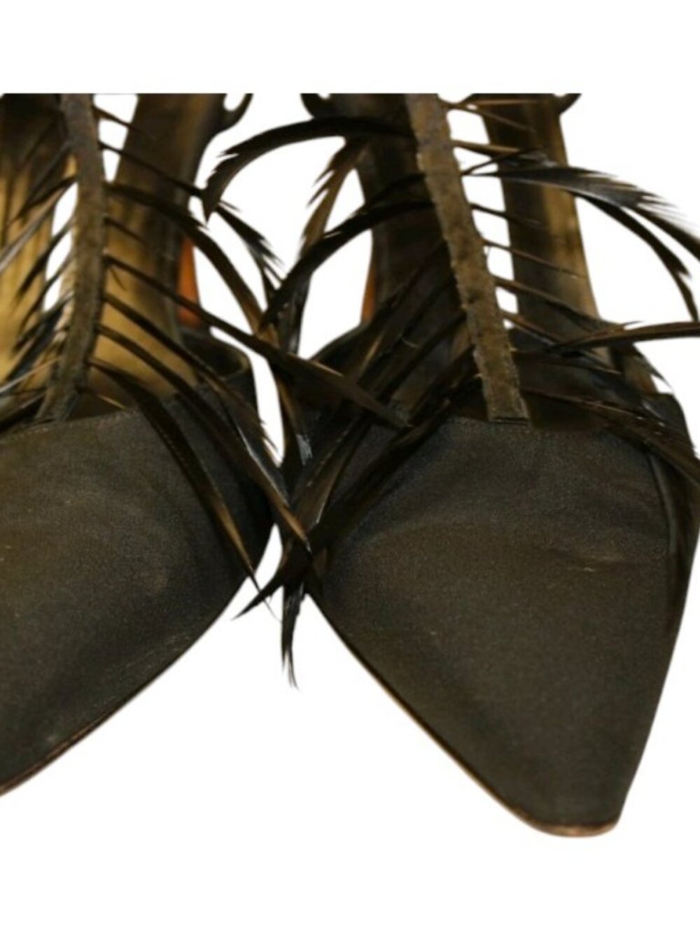 Manolo Blahnik Black Feather Heels 8 - Picture 5 of 11